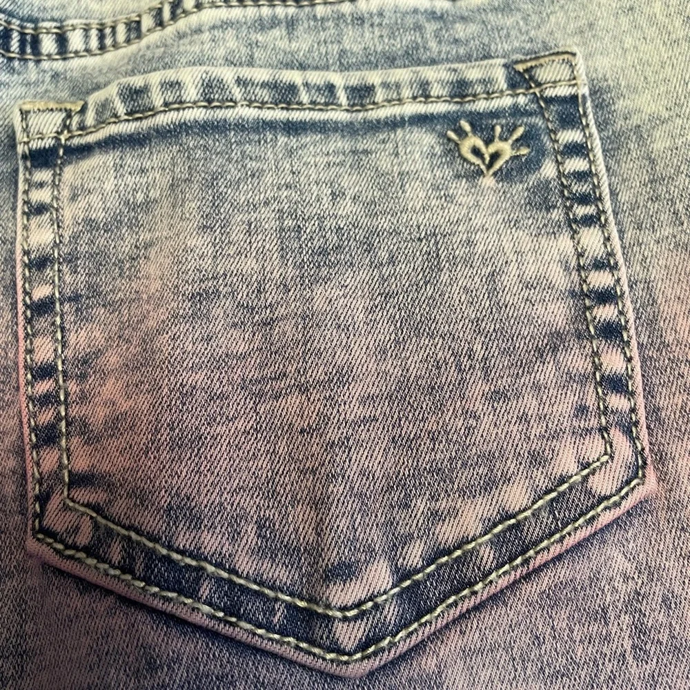 New Size 12 Justice Distress Blue Denim And Pink Dye